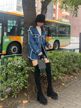 「EMODA（エモダ）のアイテム（ニット/セーター）」を使った、花島郁さん（レディース・167cm）の秋コーディネート