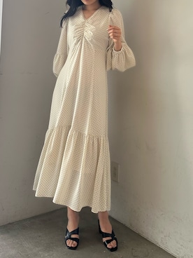 「CALNAMUR（カルナムール）のアイテム（ワンピース/ドレス）」を使った、花島郁さん（レディース・167cm）の春コーディネート