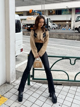 花島郁さん（レディース・167cm）の冬コーディネート