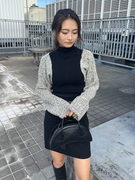 「EMODA（エモダ）のスクエアポイントミドルブーツ（ブーツ）」を使った、花島郁さん（レディース・167cm）の秋コーディネート