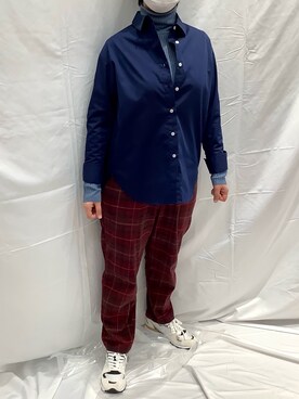 「タートルネック」｜「アイテム（ビジネスシャツ）」を使った、SHIRTS PLAZA 堺北花田イオンモール店さん（レディース・162cm）の秋コーディネート