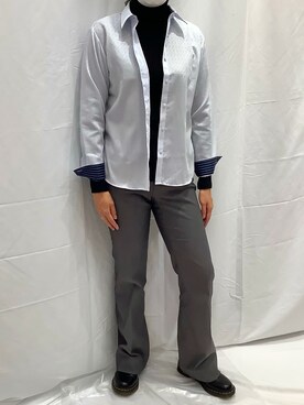 「タートルネック」｜「アイテム（ビジネスシャツ）」を使った、SHIRTS PLAZA 堺北花田イオンモール店さん（レディース・167cm）の秋コーディネート