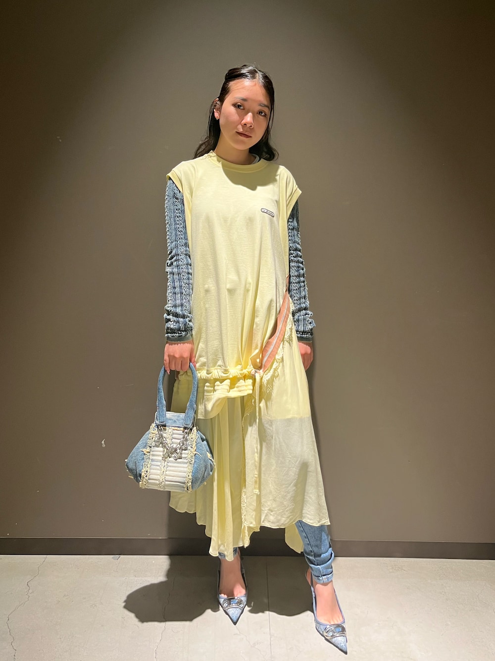 ニット セーター クロシェ編み ハーフジップ ロング スリーブ