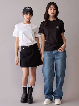 「Calvin Klein（カルバン・クライン）の【ウィメンズ】Tシャツ(2枚パック) - ショートスリーブクルーネックTシャツ（Tシャツ/カットソー、ブラック系）」を使った、公式 Calvin Kleinさん（レディース・174cm）の秋コーディネート