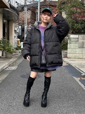 「WEGO（ウィゴー）のアイテム（ジャケット/アウター）」を使った、あやぴちゅさん（骨格ストレート・レディース・148cm）の冬コーディネート