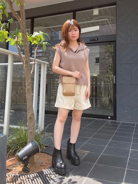 「真夏のアクティブスタイル」｜「アイテム（ブーツ）」を使った、あやぴちゅさん（レディース・148cm）の夏コーディネート