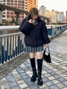 「新星WEARISTAにエントリー」｜「アイテム（ダウンジャケット/コート）」を使った、あやぴちゅさん（レディース・148cm）の冬コーディネート
