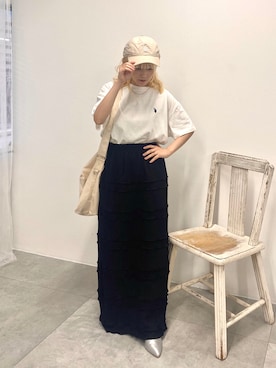 「WC（ダブル シー）のアイテム（スカート）」を使った、あやぴちゅさん（レディース・149cm）の夏コーディネート