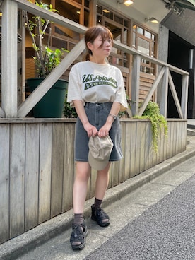 「アイテム（デニムスカート）」を使った、あやぴちゅさん（レディース・148cm）の夏コーディネート