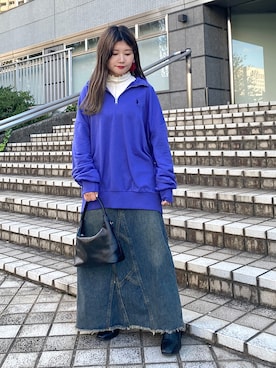 「重ね着ベストシーズン」｜「アイテム（スウェット）」を使った、あやぴちゅさん（レディース・148cm）の秋コーディネート