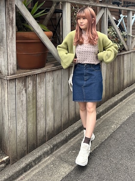 「アイテム（デニムスカート）」を使った、あやぴちゅさん（レディース・148cm）の春コーディネート