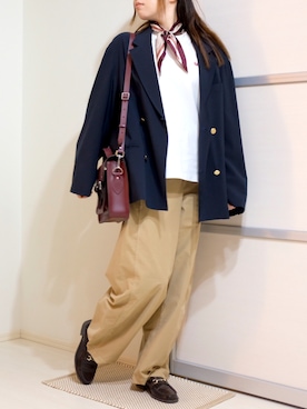 「アイテム（バンダナ/スカーフ）」を使った、ぬくいさん（レディース・160cm・20代）の秋コーディネート