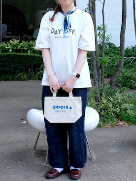 「アイテム（バンダナ/スカーフ）」を使った、ぬくいさん（レディース・160cm）の秋コーディネート