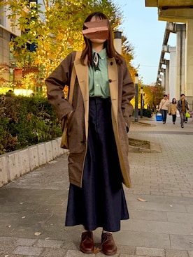 「アイテム（ノーカラーコート）」を使った、ぬくいさん（レディース・160cm・20代）の秋コーディネート