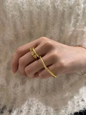 「アイテム（リング）」を使った、saekaさん（レディース・172cm）の秋コーディネート
