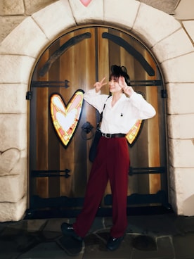 「LAD MUSICIAN（ラッドミュージシャン）のアイテム（シャツ/ブラウス、ホワイト系）」を使った、riisssaaaaさん（レディース・167cm）の夏コーディネート