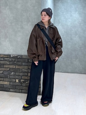 「PAGEBOY（ページボーイ）のサイドタックルーズウラケパンツ/イージーパンツ【4color・2size】（スウェットパンツ）」を使った、ぬまさん（レディース・156cm）の秋コーディネート