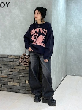 「PBLIM（ページボーイリム）の《UNISEX》スラブブリーチデニム（デニムパンツ）」を使った、ぬまさん（レディース・156cm）の秋コーディネート