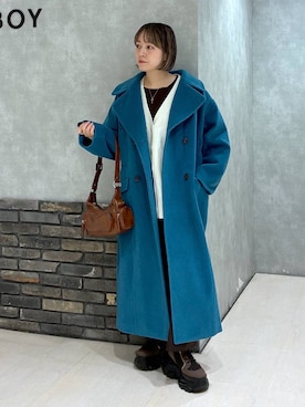 「体型カバー」｜「アイテム（チェスターコート）」を使った、ぬまさん（レディース・156cm）の冬コーディネート