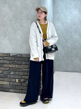 「PAGEBOY（ページボーイ）のサイドタックルーズウラケパンツ/イージーパンツ【4color・2size】（スウェットパンツ）」を使った、ぬまさん（レディース・156cm）の秋コーディネート