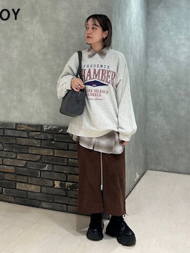 「アイテム（ボストンバッグ、グレー系）」を使った、ぬまさん（レディース・156cm）の秋コーディネート