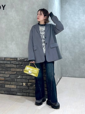 「PAGEBOY（ページボーイ）の【セットアップ対応】チェックMIXジャケット 《2サイズ展開》（テーラードジャケット）」を使った、ぬまさん（レディース・156cm）の秋コーディネート