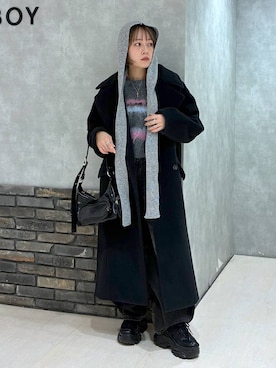 「アイテム（チェスターコート）」を使った、ぬまさん（レディース・156cm）の冬コーディネート