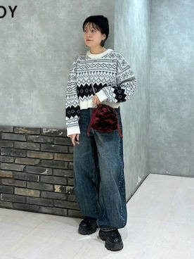 「PBLIM（ページボーイリム）の《UNISEX》スラブブリーチデニム（デニムパンツ）」を使った、ぬまさん（レディース・156cm）の秋コーディネート