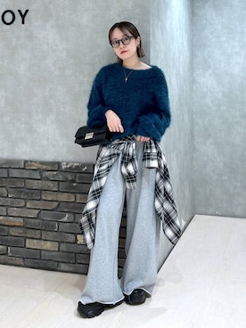 「PAGEBOY（ページボーイ）のサイドタックルーズウラケパンツ/イージーパンツ【4color・2size】（スウェットパンツ）」を使った、ぬまさん（レディース・156cm）の秋コーディネート