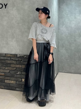 「チュールスカート」｜「アイテム（パンツ）」を使った、ぬまさん（レディース・156cm）の秋コーディネート