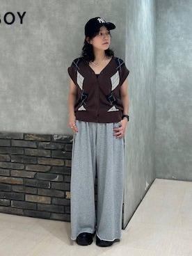 「PAGEBOY（ページボーイ）のサイドタックルーズウラケパンツ/イージーパンツ【4color・2size】（スウェットパンツ）」を使った、ぬまさん（レディース・156cm）の秋コーディネート