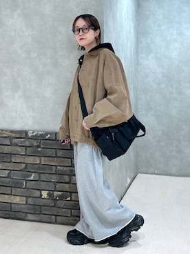 「PAGEBOY（ページボーイ）のサイドタックルーズウラケパンツ/イージーパンツ【4color・2size】（スウェットパンツ）」を使った、ぬまさん（レディース・156cm）の秋コーディネート