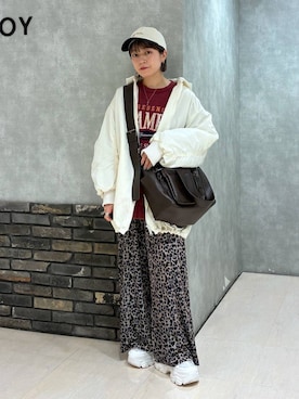 「PAGEBOY（ページボーイ）のモンスターパーカーコート【フード取り外し可能・軽量】（ブルゾン）」を使った、ぬまさん（レディース・156cm）の冬コーディネート