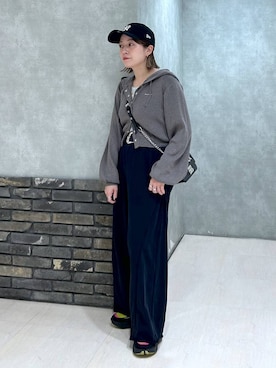 「PAGEBOY（ページボーイ）のサイドタックルーズウラケパンツ/イージーパンツ【4color・2size】（スウェットパンツ）」を使った、ぬまさん（レディース・156cm）の秋コーディネート