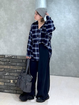 「PAGEBOY（ページボーイ）のサイドタックルーズウラケパンツ/イージーパンツ【4color・2size】（スウェットパンツ）」を使った、ぬまさん（レディース・156cm）の秋コーディネート