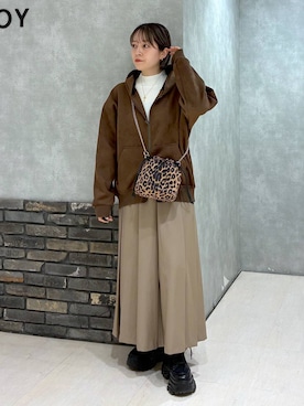 「アイテム（スカート、ベージュ系）」を使った、ぬまさん（レディース・156cm）の冬コーディネート