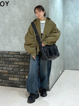 「アイテム（ボストンバッグ）」を使った、ぬまさん（レディース・156cm）の冬コーディネート