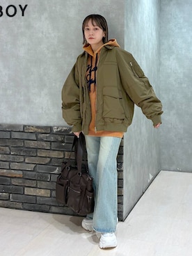 「アイテム（ボストンバッグ）」を使った、ぬまさん（レディース・156cm）の冬コーディネート