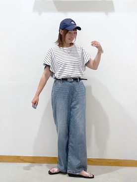 「GLOBAL WORK（グローバルワーク）のアイテム（デニムパンツ）」を使った、hihihinappiさん（レディース・161cm）の夏コーディネート