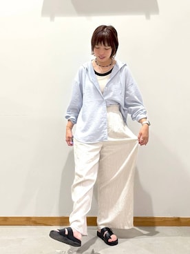 「LOWRYS FARM（ローリーズファーム）のトバシハートガラスネックレス　592313（ネックレス、ブラック系）」を使った、hihihinappiさん（レディース）の夏コーディネート