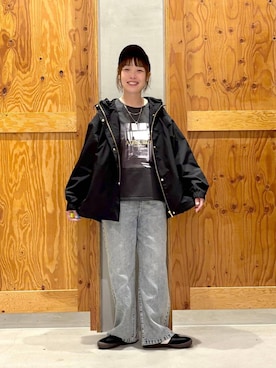 「GLOBAL WORK（グローバルワーク）のエアかるクラシックスニーカー/135751（スニーカー、ブラック系）」を使った、hihihinappiさん（レディース）の春コーディネート