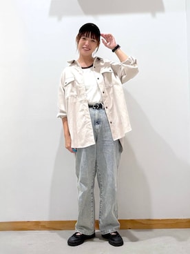 「GLOBAL WORK（グローバルワーク）のアイテム（ベルト）」を使った、hihihinappiさん（レディース・161cm）の秋コーディネート