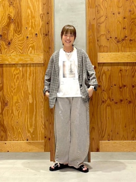 「LOWRYS FARM（ローリーズファーム）のトバシハートガラスネックレス　592313（ネックレス、ブラック系）」を使った、hihihinappiさん（レディース）の夏コーディネート