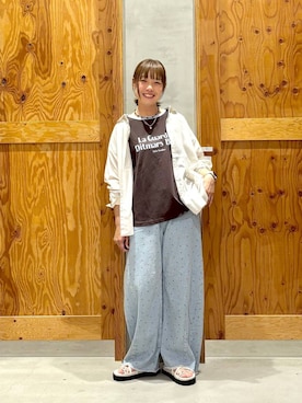 「LOWRYS FARM（ローリーズファーム）のトバシハートガラスネックレス　592313（ネックレス、ブラック系）」を使った、hihihinappiさん（レディース）の夏コーディネート