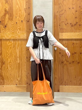 「GLOBAL WORK（グローバルワーク）の2WAYリボンビスチェ/1046540（その他トップス、ブラック系）」を使った、hihihinappiさん（レディース）の夏コーディネート