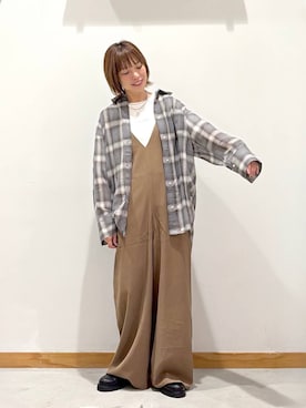 「アイテム（オールインワン・サロペット、グリーン系）」を使った、hihihinappiさん（レディース・161cm）の夏コーディネート