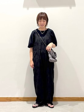 「LOWRYS FARM（ローリーズファーム）のトバシハートガラスネックレス　592313（ネックレス、ブラック系）」を使った、hihihinappiさん（レディース）の夏コーディネート