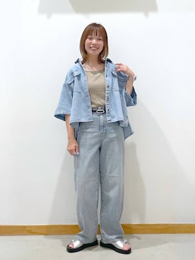 「GLOBAL WORK（グローバルワーク）のアイテム（デニムパンツ）」を使った、hihihinappiさん（レディース・161cm）の夏コーディネート