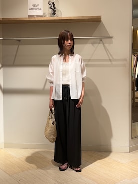 「Jena espace merveilleux（ジェナ　エスパスメルヴェイユ）のシアーバックラインブラウス（シャツ/ブラウス、ホワイト系）」を使った、らむしさん（レディース・171cm）の夏コーディネート