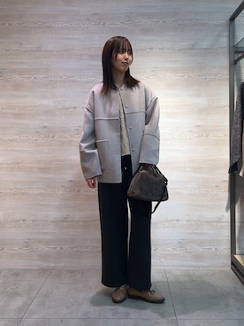 「アイテム（ノーカラージャケット）」を使った、らむしさん（レディース・171cm）の秋コーディネート